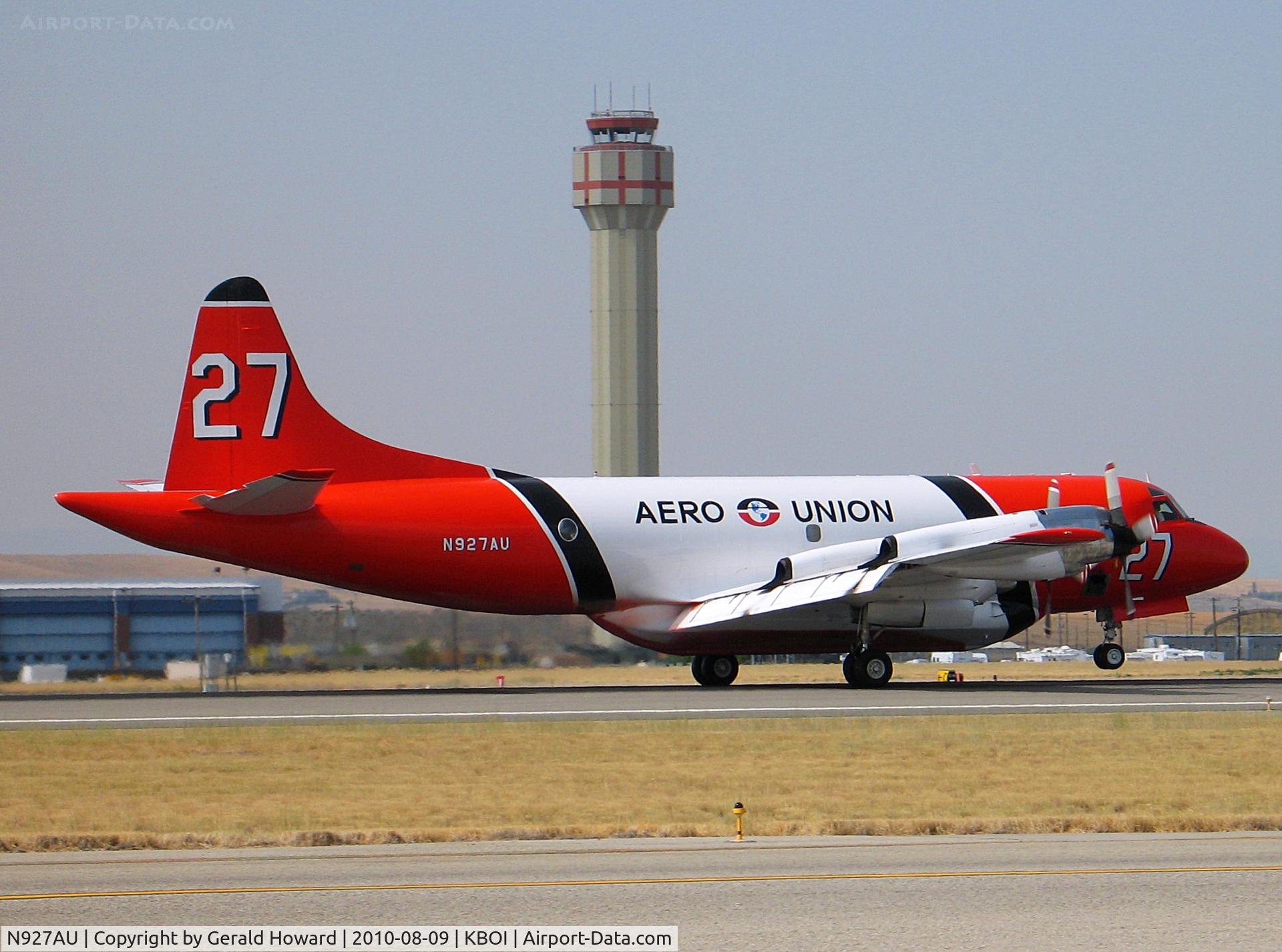 N927AU, 1964 Lockheed P-3A Aerostar C/N 185-5082, Landing RWY 28R.