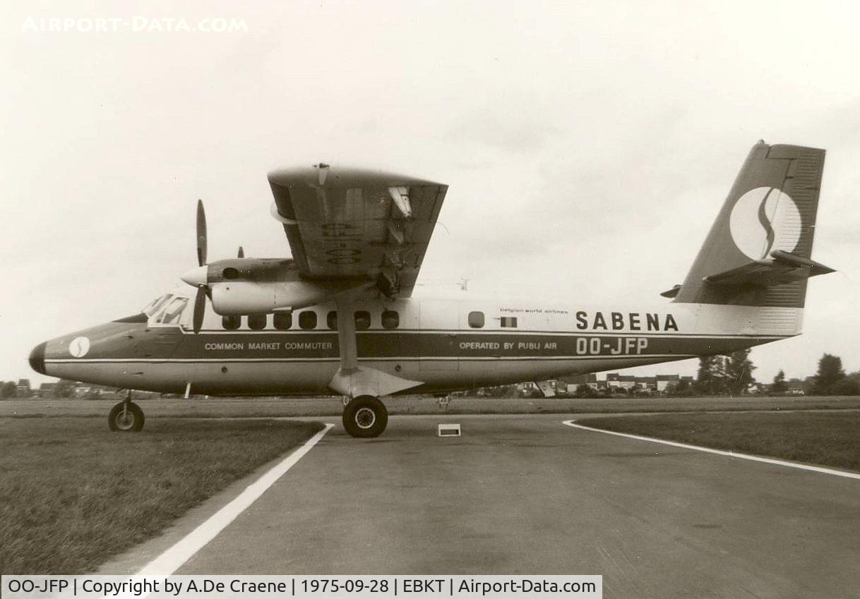 OO-JFP, 1967 De Havilland Canada DHC-6-200 Twin Otter C/N 74, At Wevelgem in 1975.