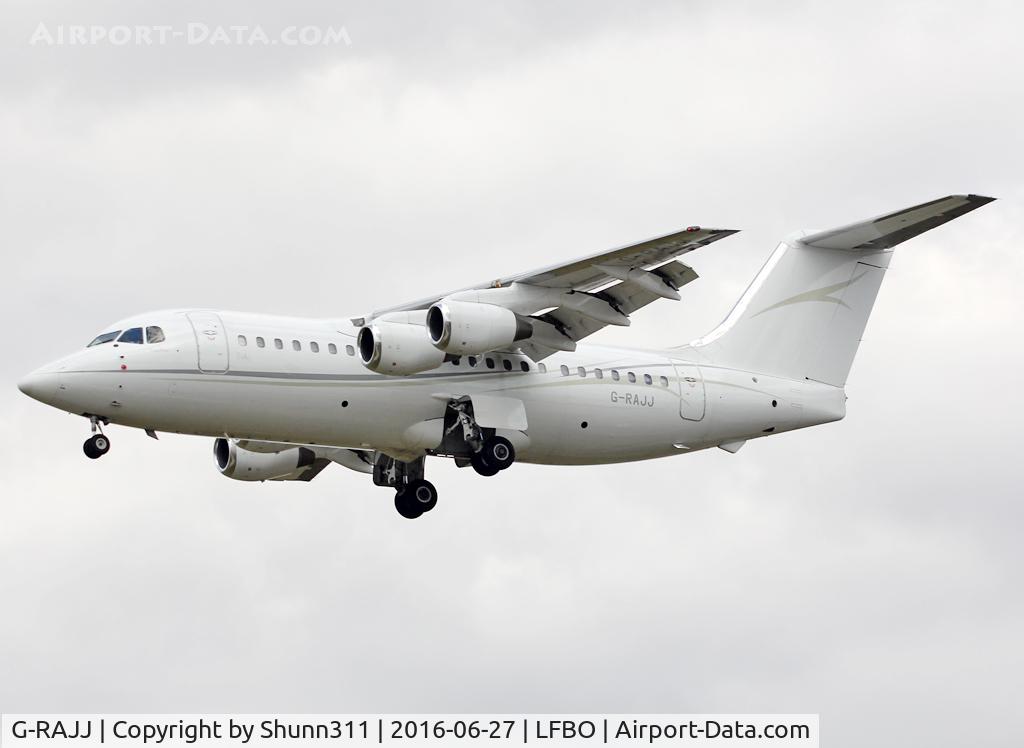 G-RAJJ, 1988 British Aerospace BAe.146-200 C/N E2108, Landing rwy 32L... Special Euro 2016 flight