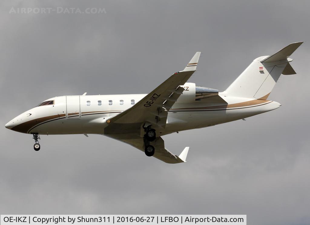 OE-IKZ, 2006 Bombardier Challenger 605 (CL-600-2B16) C/N 5705, Landing rwy 32L... Special Euro 2016 flight