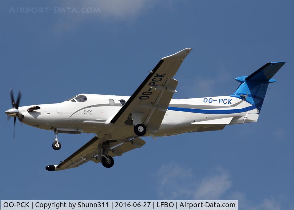 OO-PCK, 2016 Pilatus PC-12/47E C/N 1611, Landing rwy 32L... Special Euro 2016 flight...