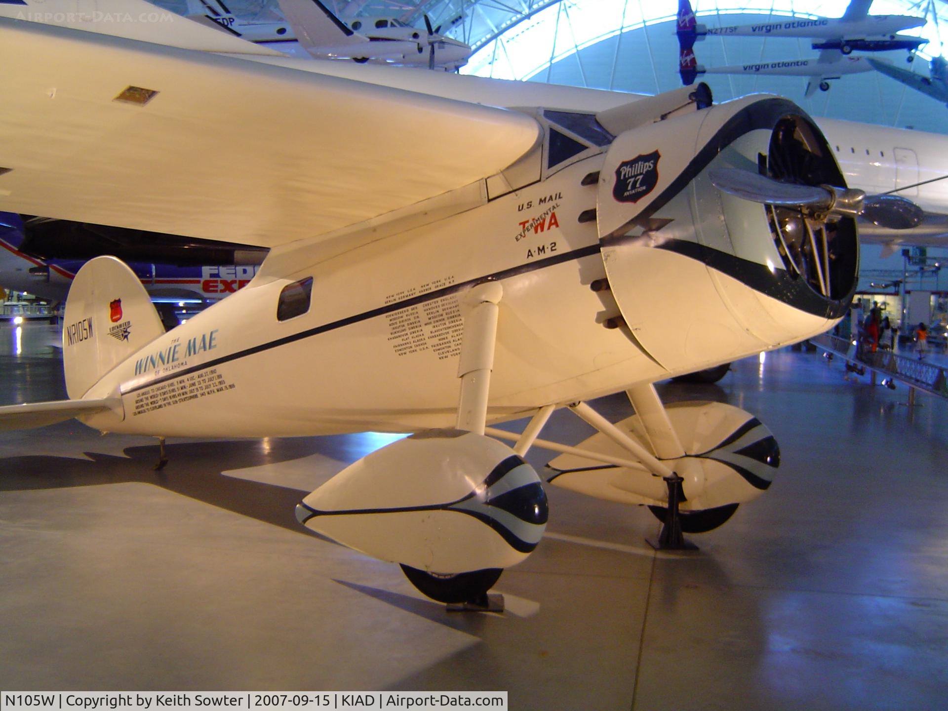 N105W, 1929 Lockheed Vega 5C C/N 72, On display