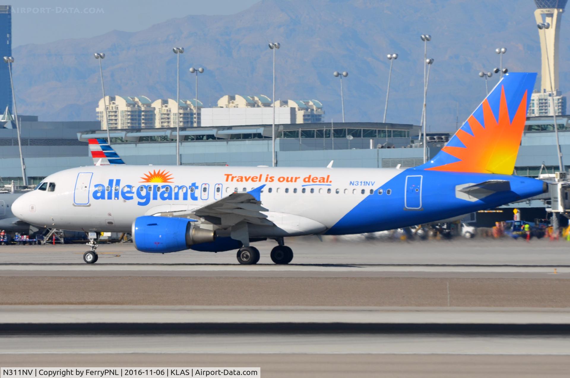 N311NV, 2006 Airbus A319-111 C/N 2702, Allegiant A319 departs LAS