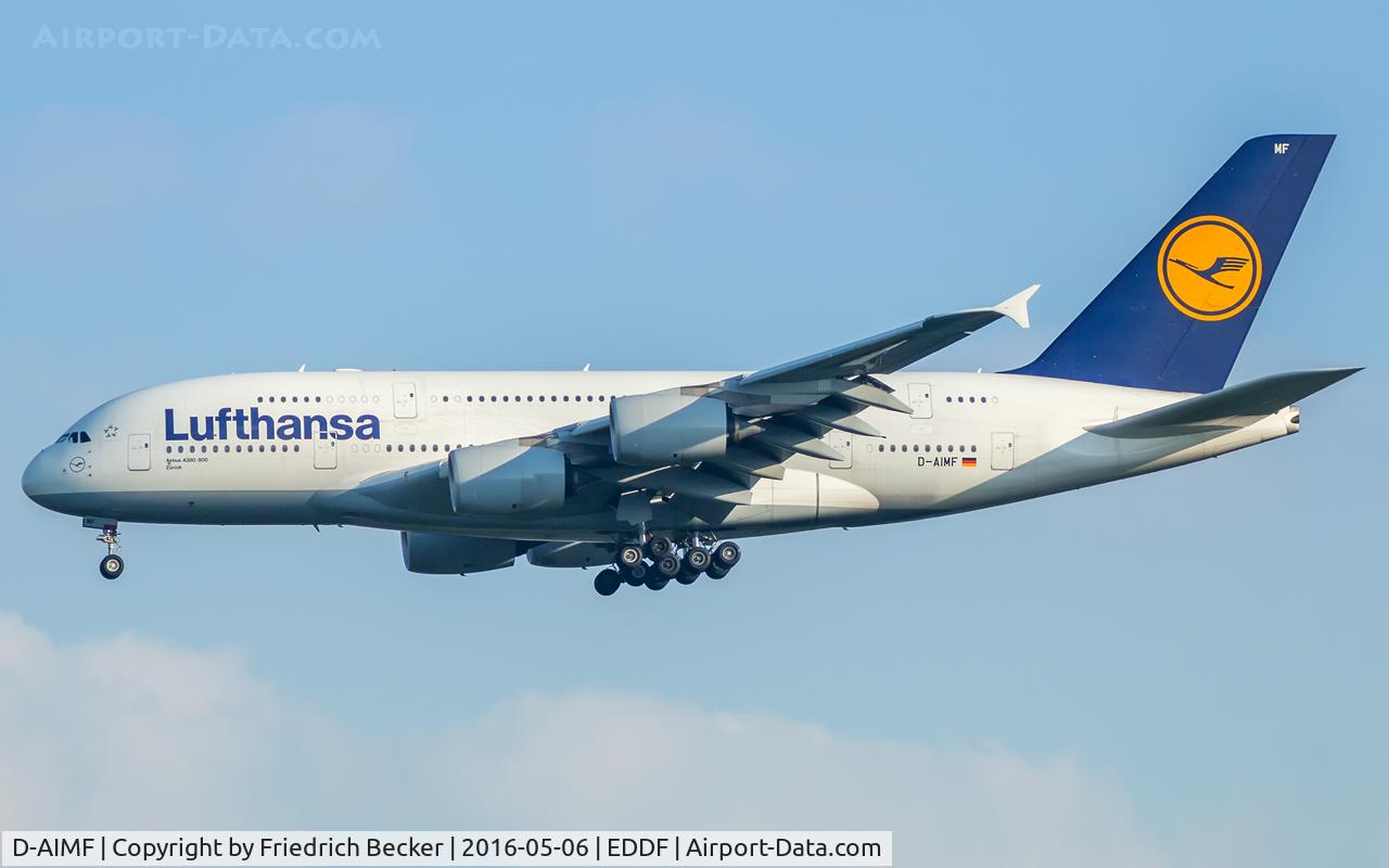 D-AIMF, 2011 Airbus A380-841 C/N 066, on final RW07C