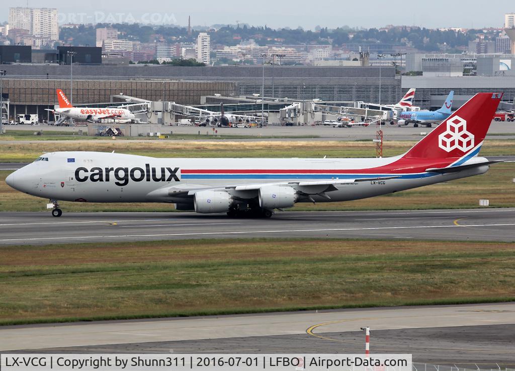 LX-VCG, 2012 Boeing 747-8R7F C/N 35812, Taxiing to the Airport after landing...