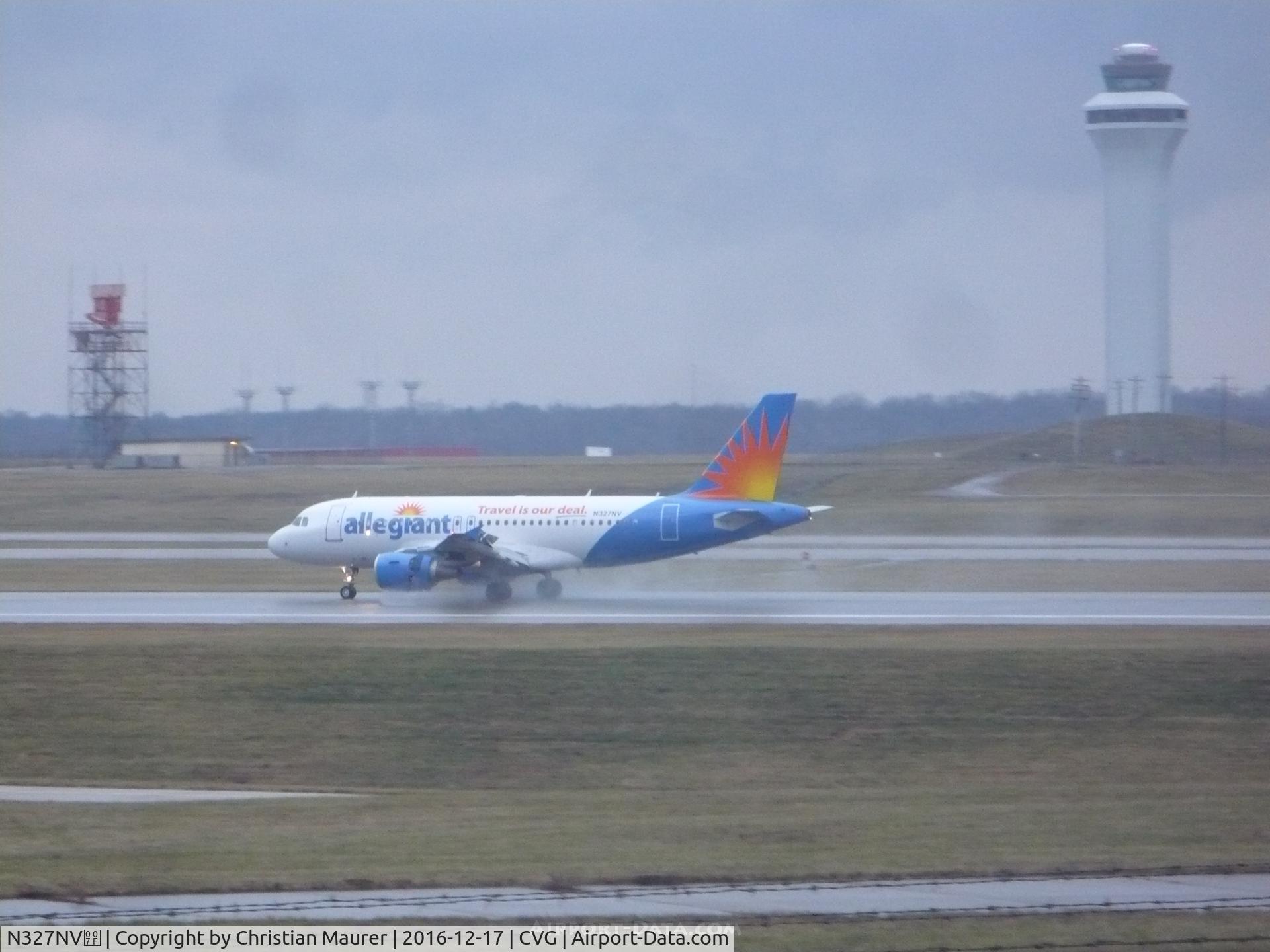 N327NV, 2005 Airbus A319-111 C/N 2556, Allegiant rolling out from Newark