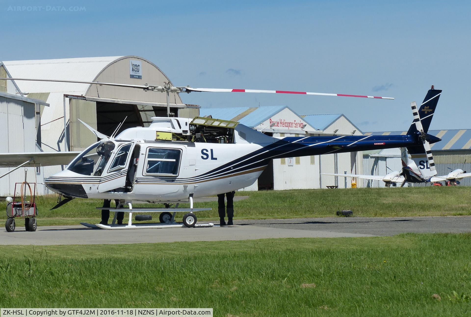 ZK-HSL, Bell 206B JetRanger C/N 2888, ZK-HSL at Nelson 18.11.16