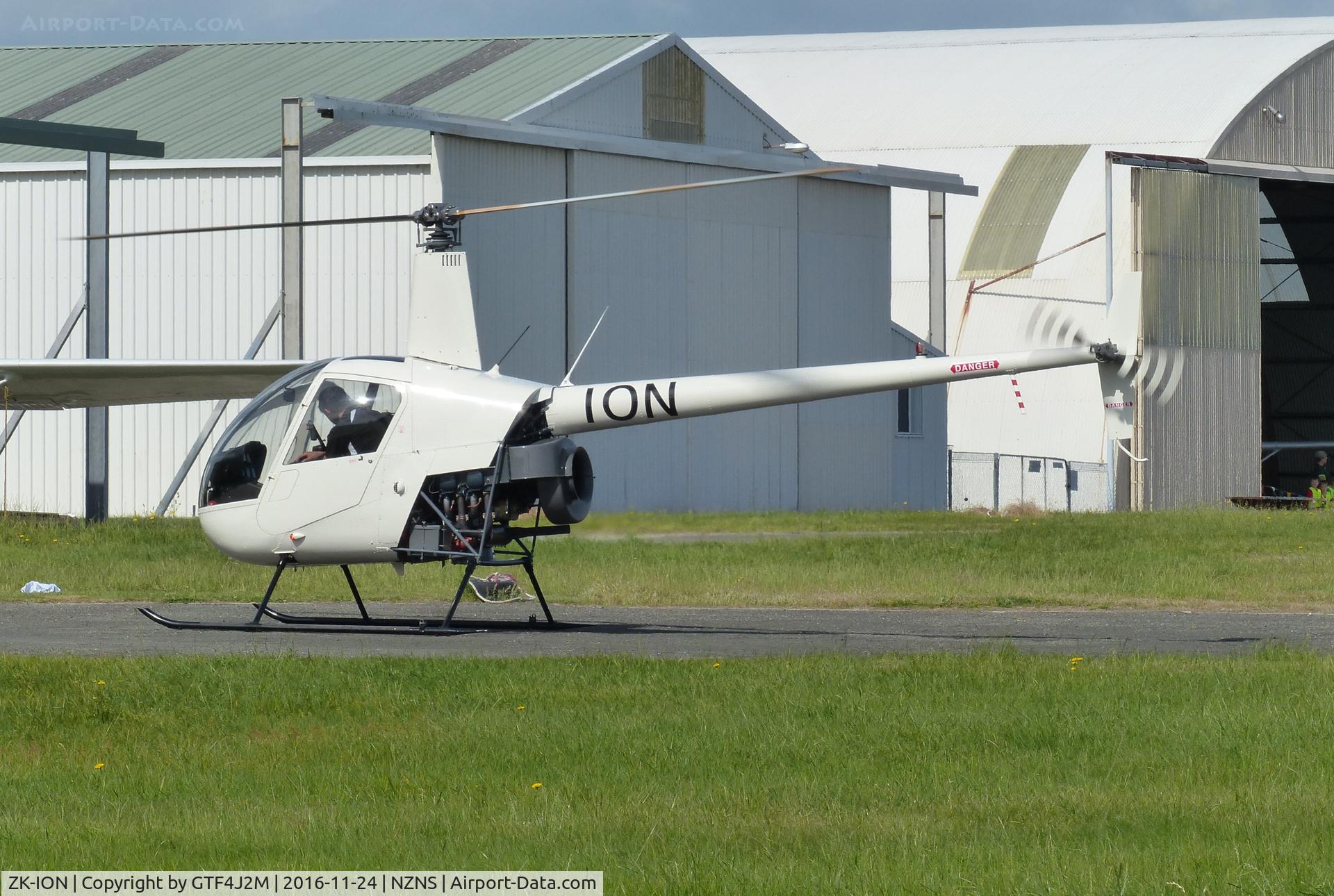 ZK-ION, 2007 Robinson R22 Beta C/N 4111, ZK-ION at Nelson 24.11.16