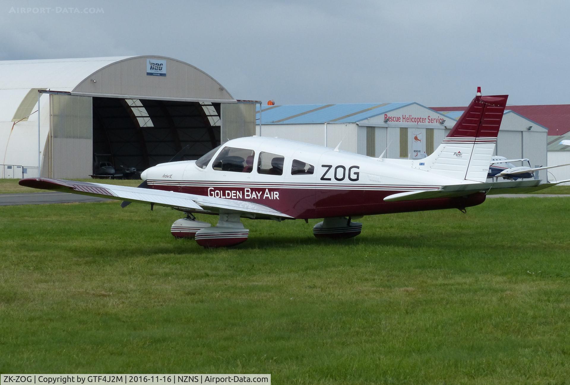 ZK-ZOG, 1985 Piper PA-28-181 Archer II C/N 28-8690010, ZK-ZOG of Golden Bay Air at Nelson 16.11.16