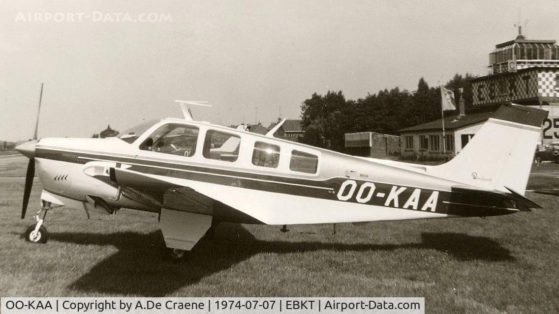 OO-KAA, 1973 Beechcraft A36 Bonanza C/N E-445, At Wevelgem in 1974.