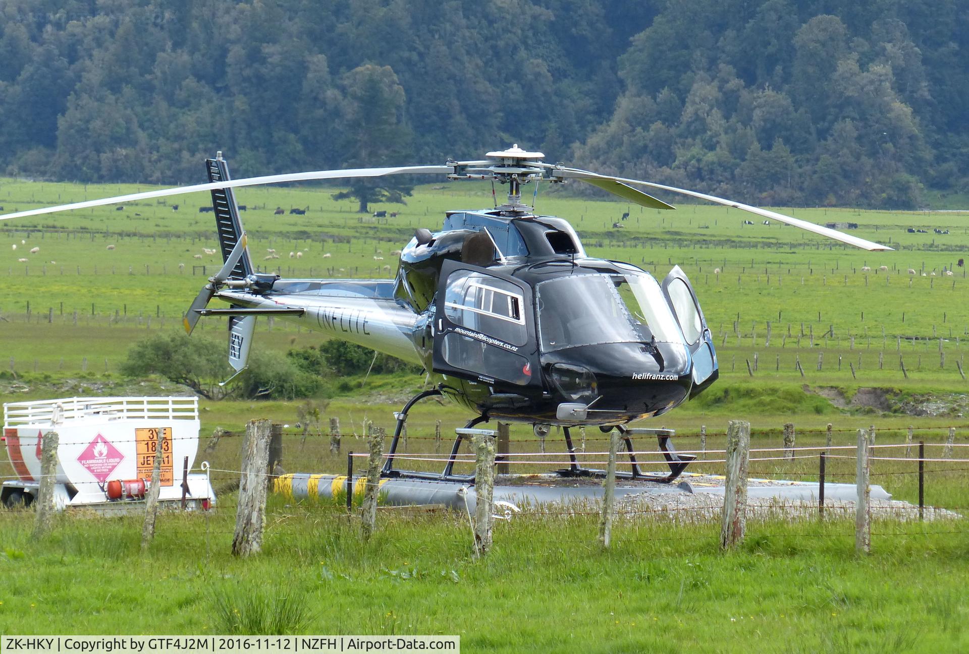ZK-HKY, Aerospatiale AS-355F-1 Ecureuil 2 C/N 5123, ZK-HKY at Fox Glacier airfield 12.11.16