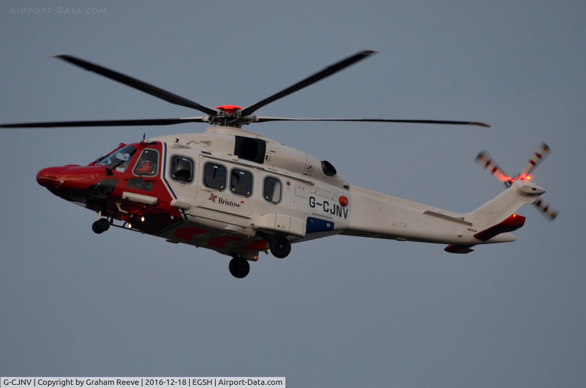 G-CJNV, 2014 AgustaWestland AW-189 C/N 92001, Landing at Norwich.
