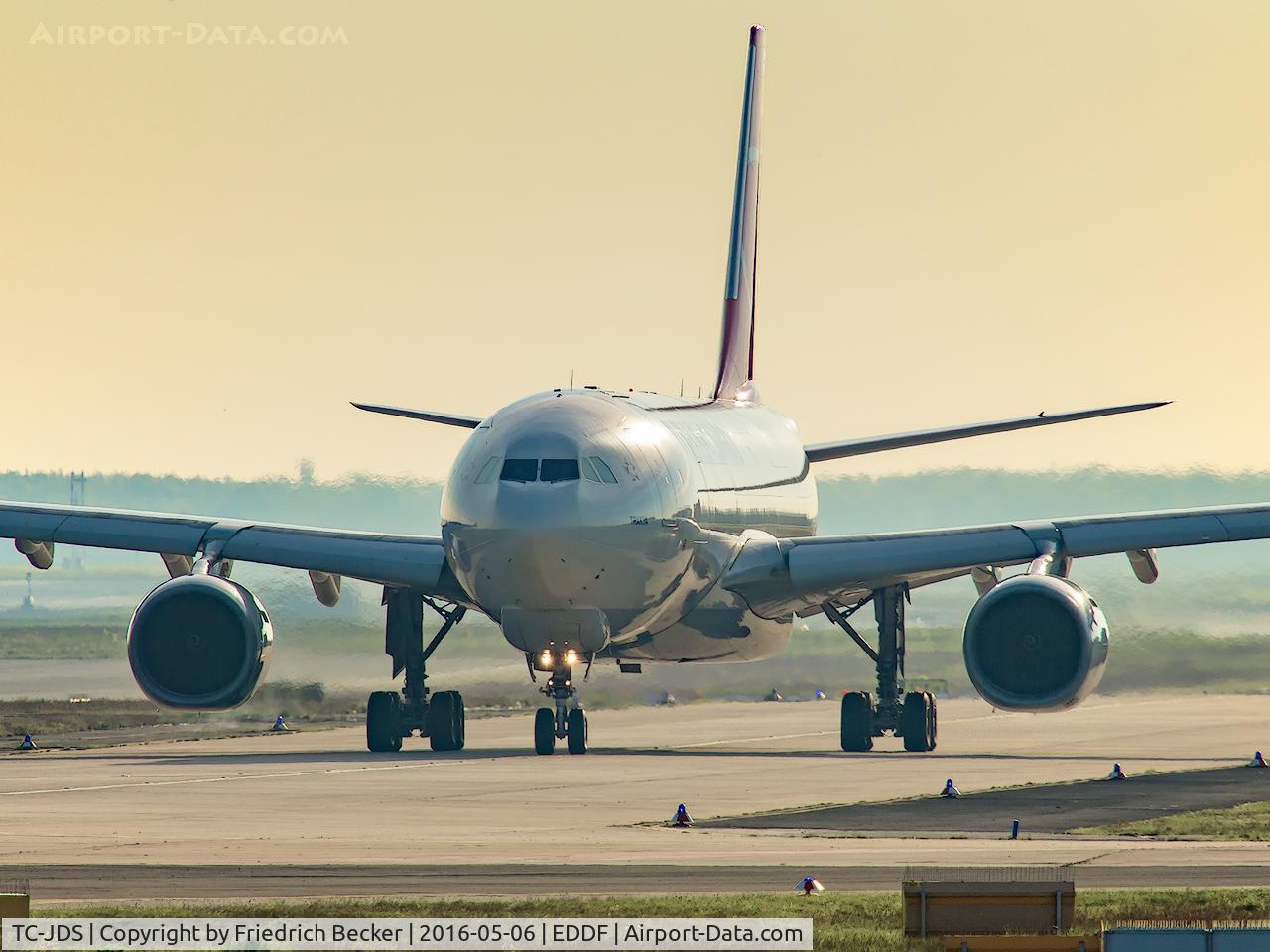 TC-JDS, 2013 Airbus A330-243F C/N 1418, taxiing to the active, on an early morning departure from Frankfurt