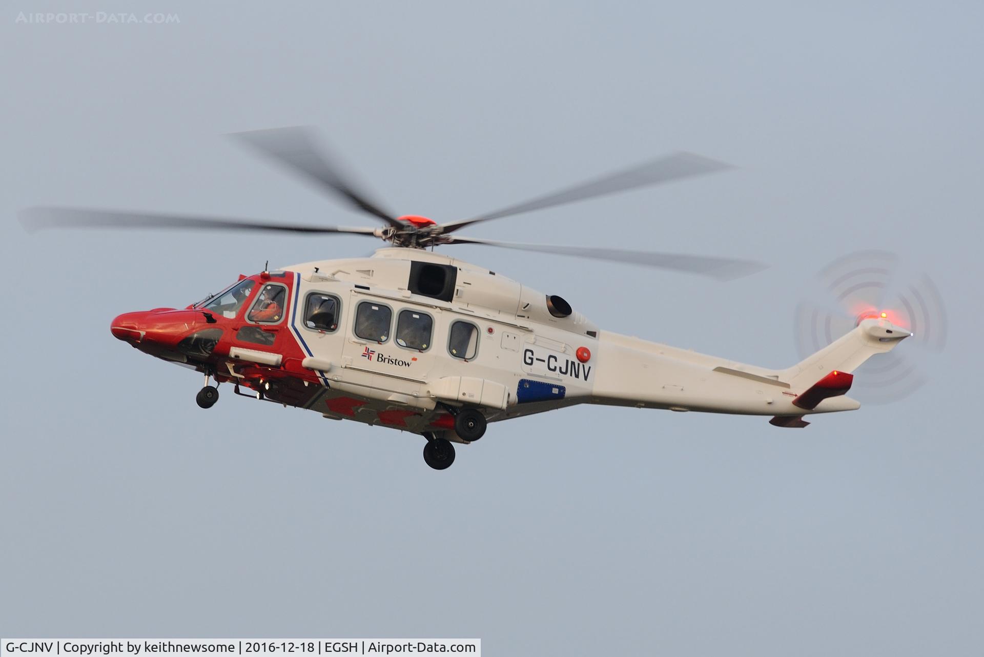 G-CJNV, 2014 AgustaWestland AW-189 C/N 92001, Arriving from offshore.