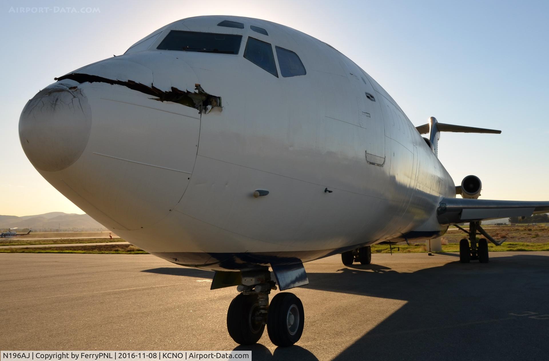 N196AJ, 1973 Boeing 727-227 C/N 20838, That must have hurt! B727 nose job.