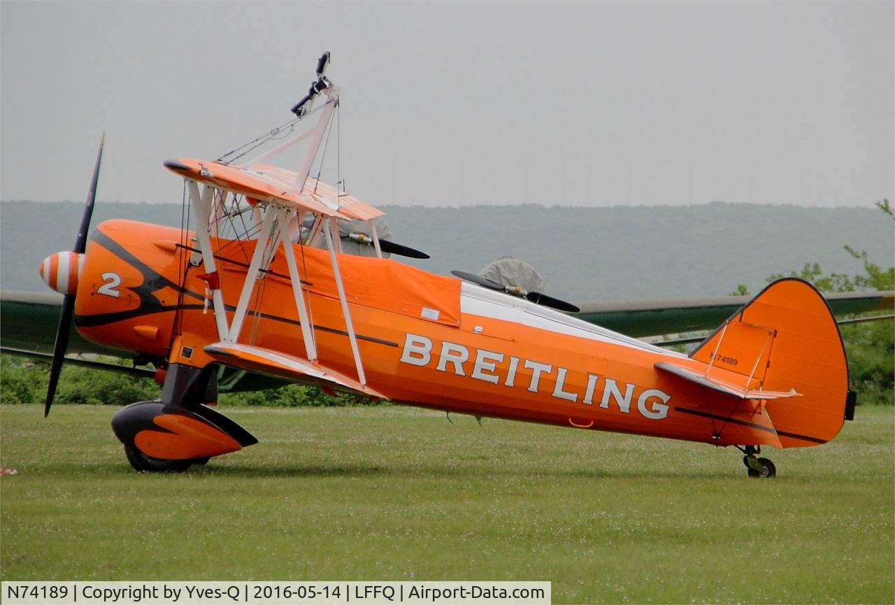 N74189, 1941 Boeing PT-17/R985 Kaydet (A75N1) C/N 75-717, Boeing A75N1(PT17), Static park, La Ferté-Alais airfield (LFFQ) Air show 2016