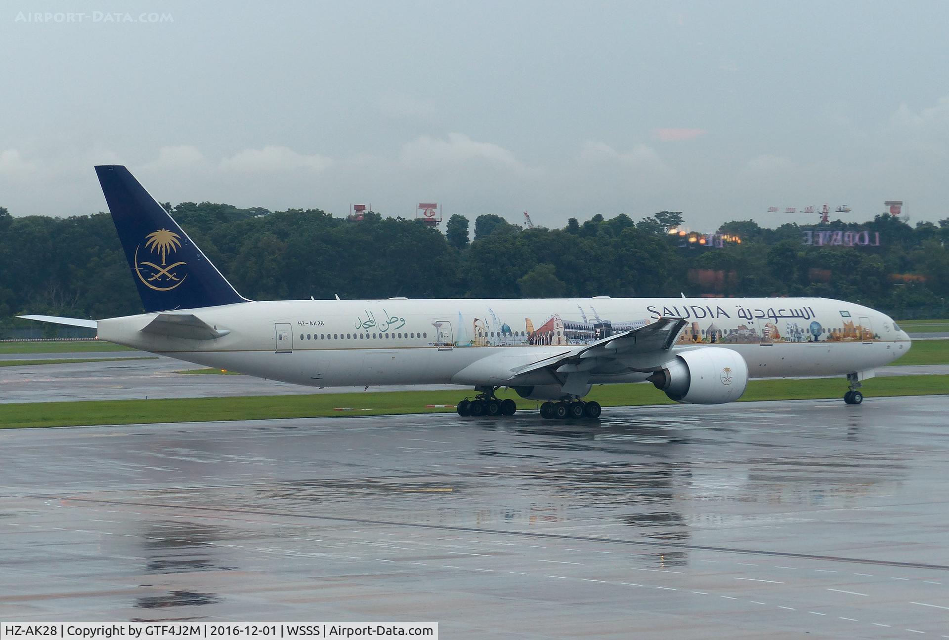 HZ-AK28, 2015 Boeing 777-368/ER C/N 42266, HZ-AK28  Saudi Arabian AL  at Singapore 1.12.16