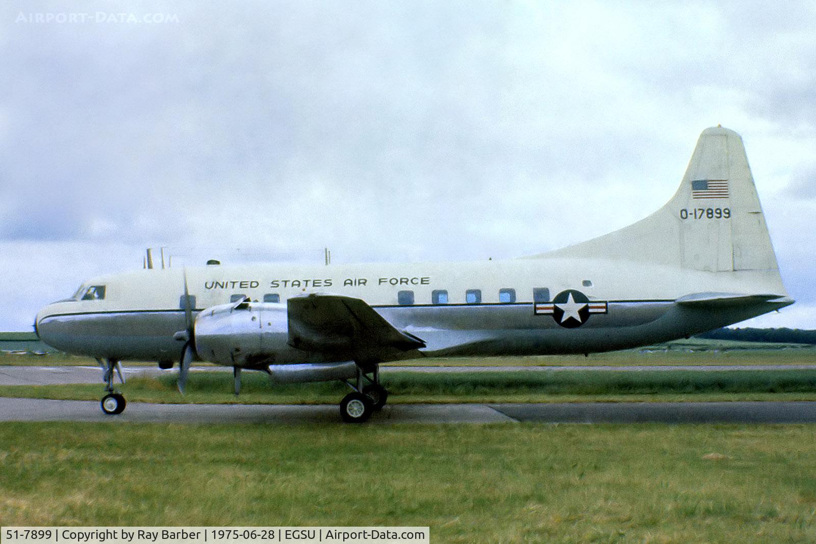 51-7899, 1951 Convair VT-29B C/N 240-311, Convair 240 (VT-29B) [311] (United States Air Force) Duxford~G 28/06/1975. From a slide.