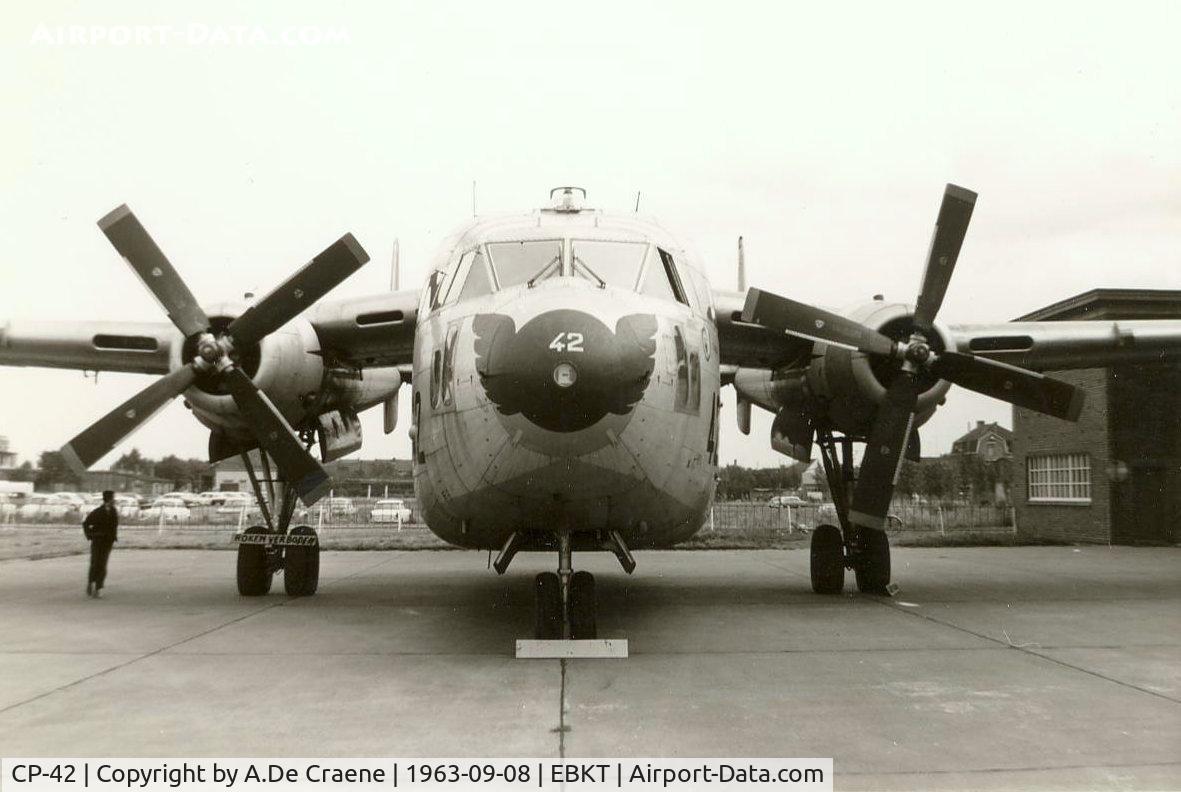 CP-42, 1953 Fairchild C-119G Flying Boxcar C/N 11260, Wevelgem Airshow in 1963. CP-42 was former USAF  53-7843.