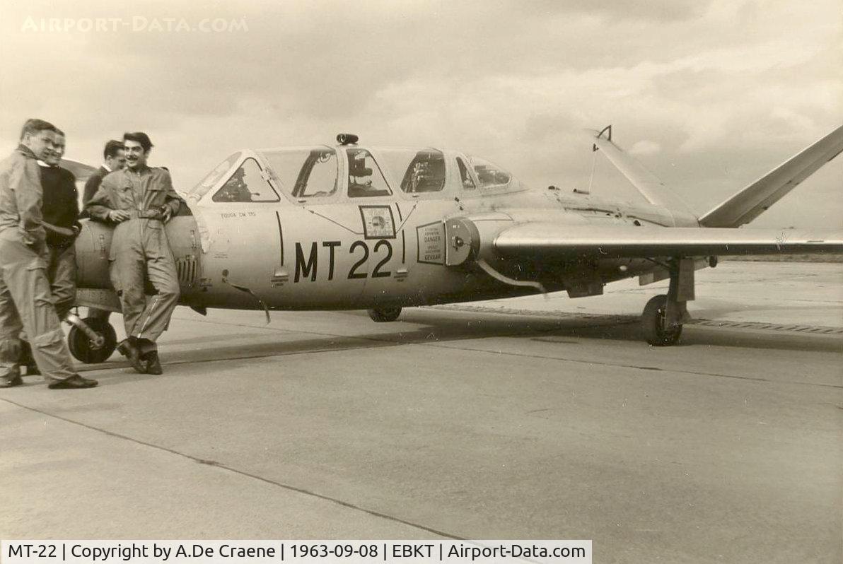 MT-22, 1960 Fouga CM-170R Magister C/N 279, Wevelgem Airshow in 1963. MT-22 crashed on 1967-05-24.