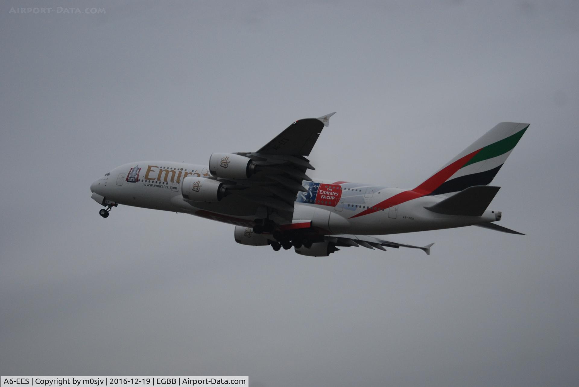 A6-EES, 2013 Airbus A380-861 C/N 140, Just after Takeoff at BHX