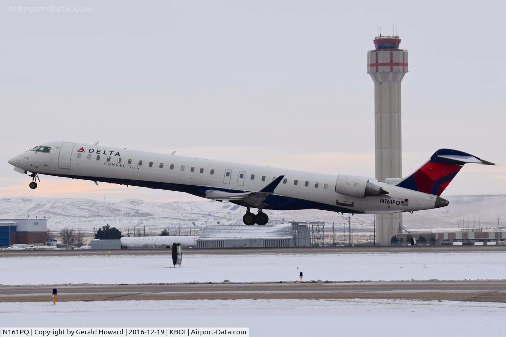 N161PQ, 2008 Bombardier CRJ-900ER (CL-600-2D24) C/N 15161, Take off on RWY 10L.