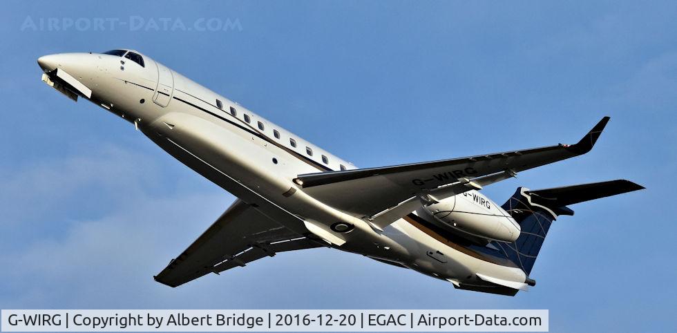 G-WIRG, 2013 Embraer EMB-135BJ Legacy 650 C/N 14501184, Air Charter Scotland (G-WIRG) departing Belfast City.