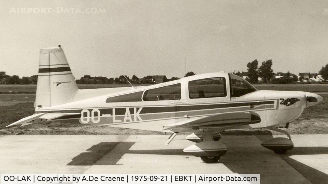 OO-LAK, Grumman American AA-5B Tiger C/N AA5B-0099, At Wevelgem in 1975.