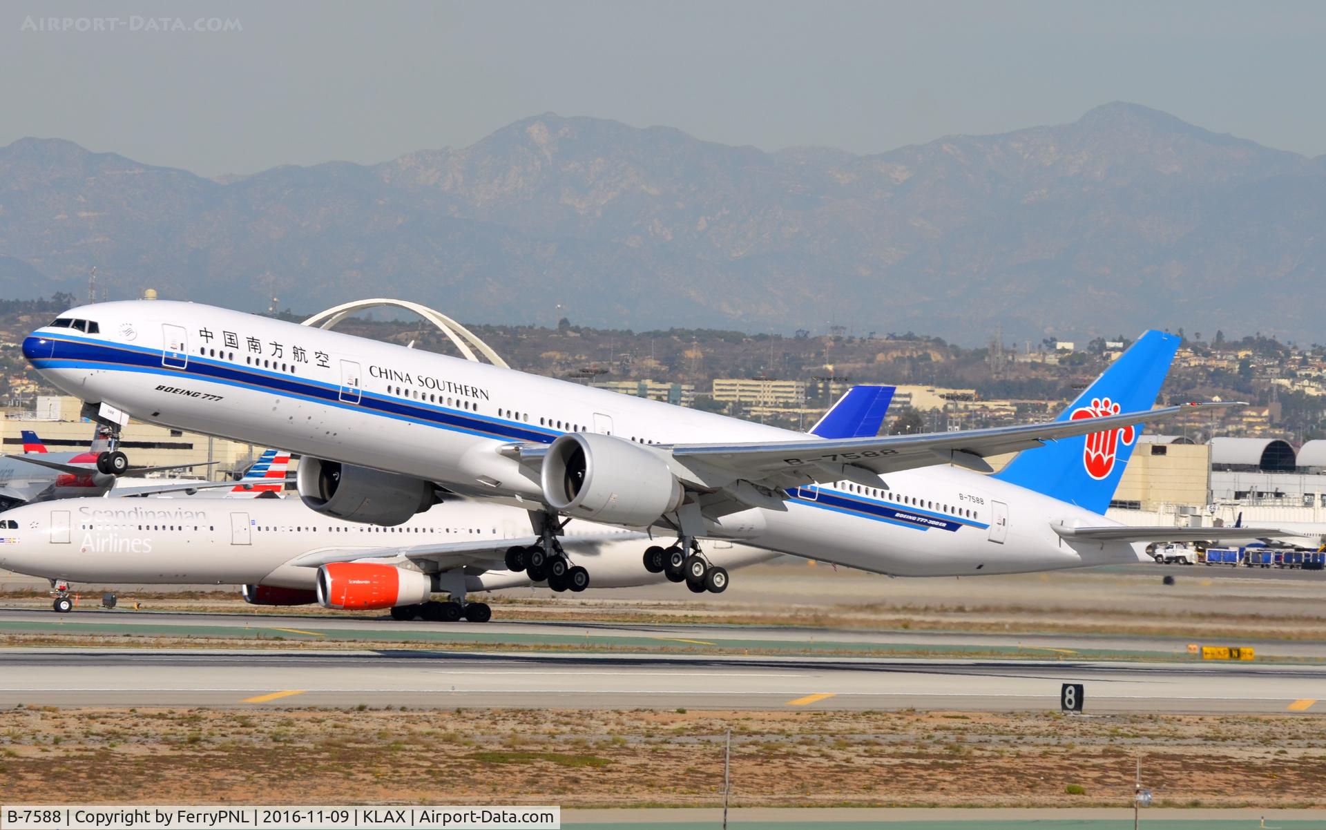 B-7588, 2016 Boeing 777-300/ER C/N 43228, China Southern B773 lifting-off.