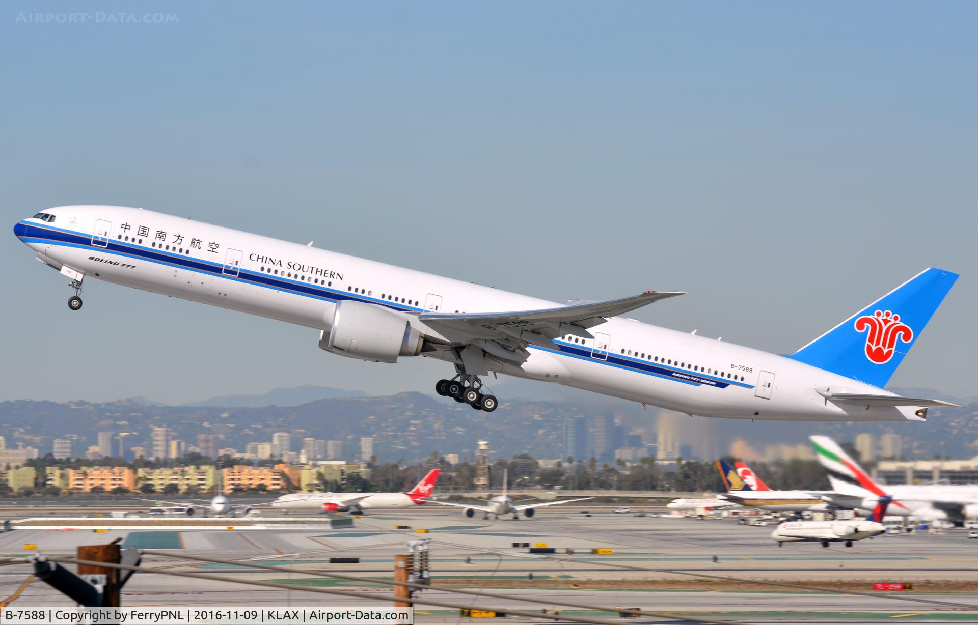 B-7588, 2016 Boeing 777-300/ER C/N 43228, China Eastern B773 departing LAX