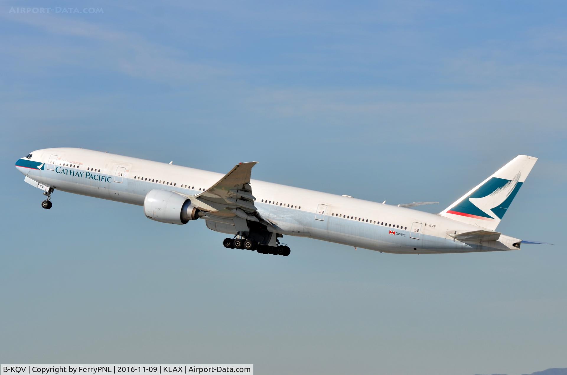 B-KQV, 2015 Boeing 777-367/ER C/N 41765, Cathay B773 staring its cross Pacific flight.