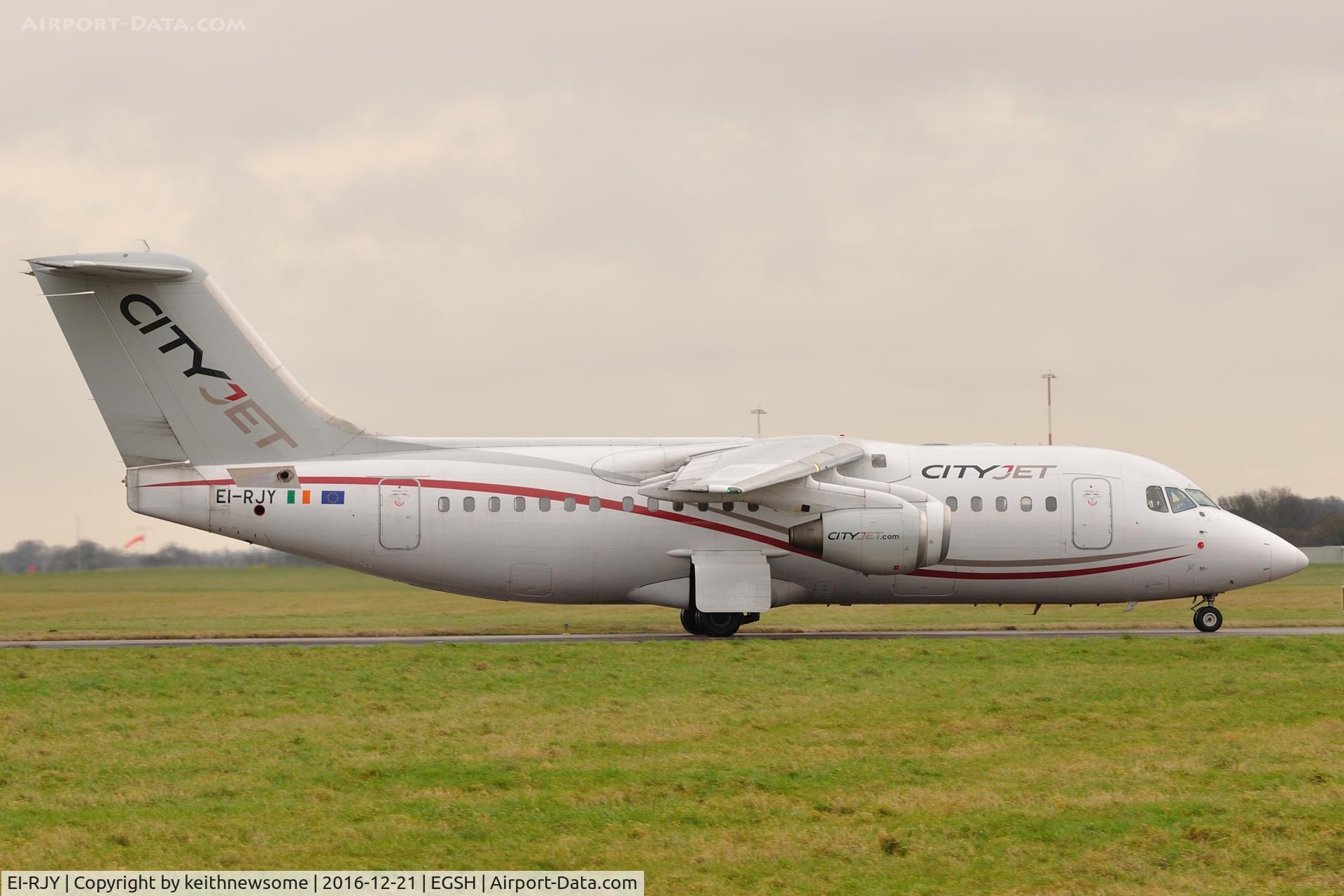EI-RJY, 1997 British Aerospace Avro 146-RJ85 C/N E.2307, Arriving on a grey day.