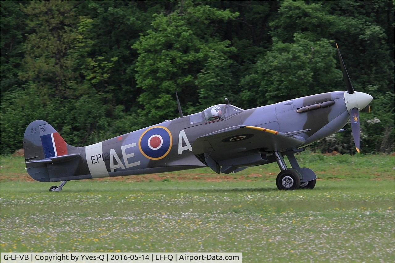 G-LFVB, 1942 Supermarine 349 Spitfire LF.Vb C/N CBAF.2403, Supermarine Spitfire MK-Vb, Taxiing to parking area, La Ferté-Alais (LFFQ) air show 2016
