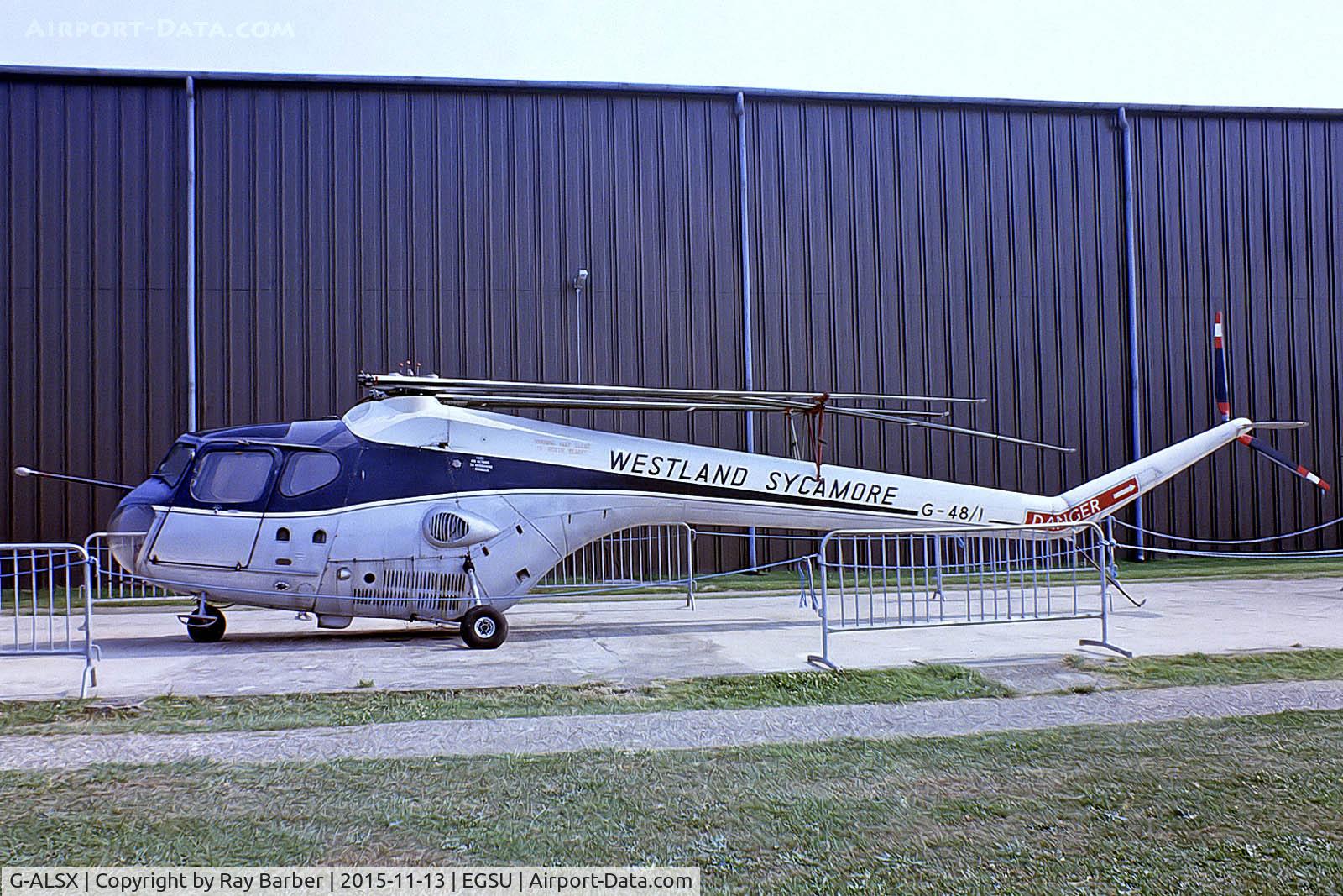 G-ALSX, Bristol 171 Sycamore Mk.3 C/N 12892, Bristol B.171 Mk.3 Sycamore [12892] (Imperial War Museum) Duxford~G 28/06/1975. From a slide.