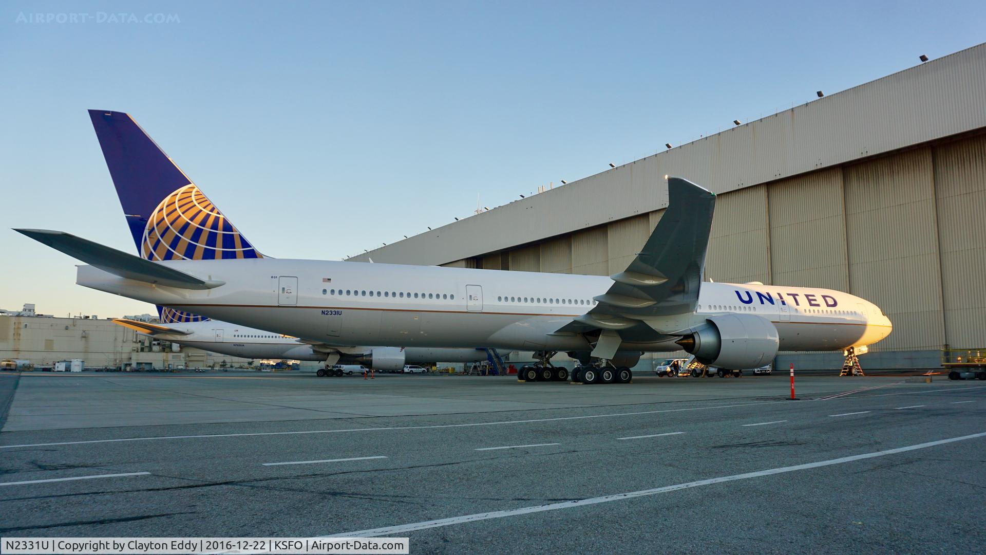N2331U, 2016 Boeing 777-322/ER C/N 62642, United's brand new and first 777-300 not in service yet at San Francisco Airport 2016.