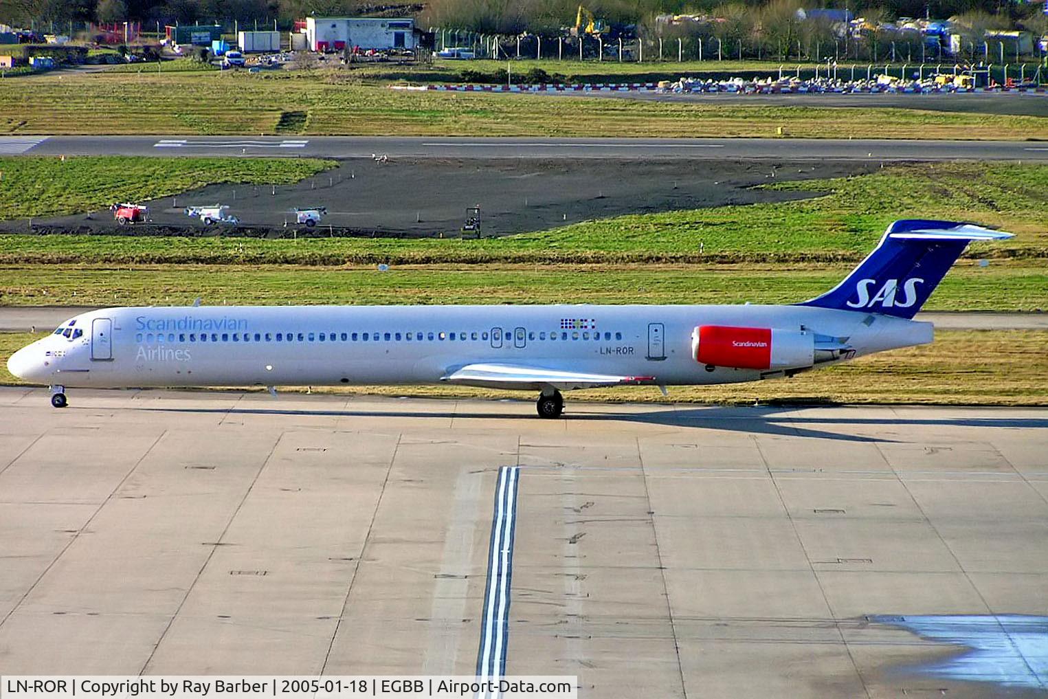LN-ROR, 1985 McDonnell Douglas MD-82 (DC-9-82) C/N 49385, McDonnell Douglas DC-9-82 (MD82) [49385] (SAS Scandinavian Airlines) Birmingham Int'l~G 18/01/2005