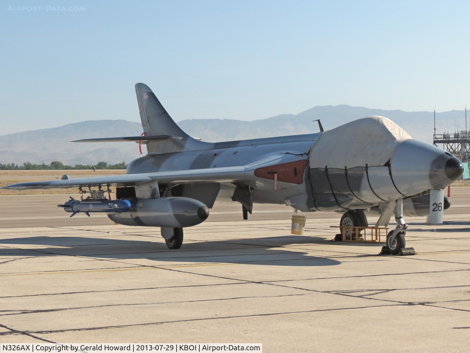 N326AX, 1959 Hawker Hunter F.58 C/N 41H-697447, Parked on Western Aircraft ramp.