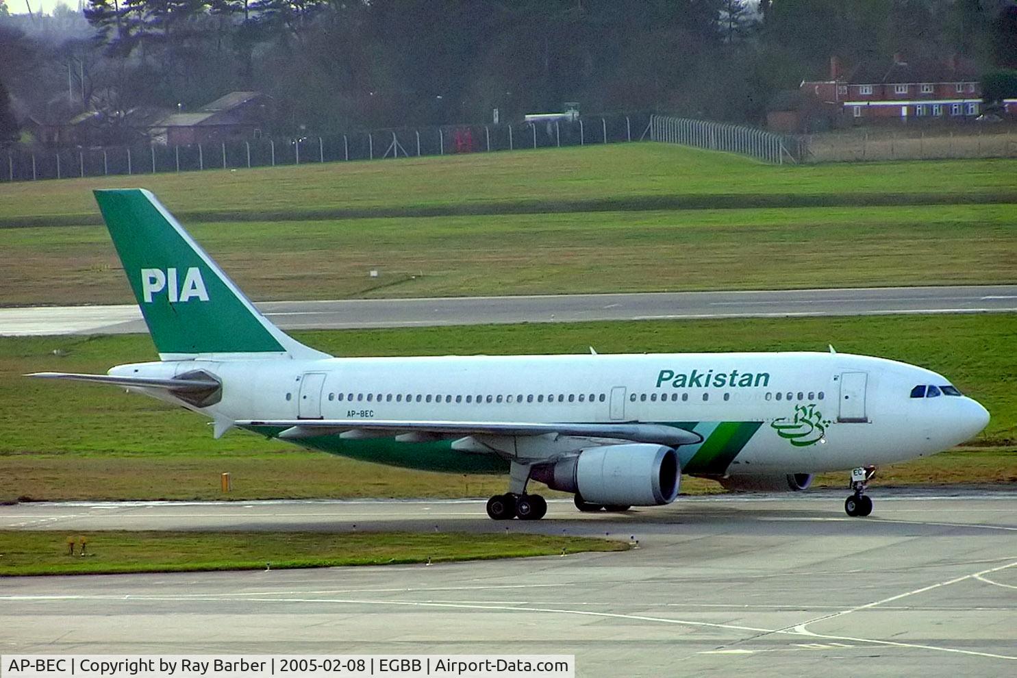 AP-BEC, 1991 Airbus A310-308 C/N 590, Airbus A310-308 [590] (Pakistan International Airlines) Birmingham Int'l~G 08/02/2005