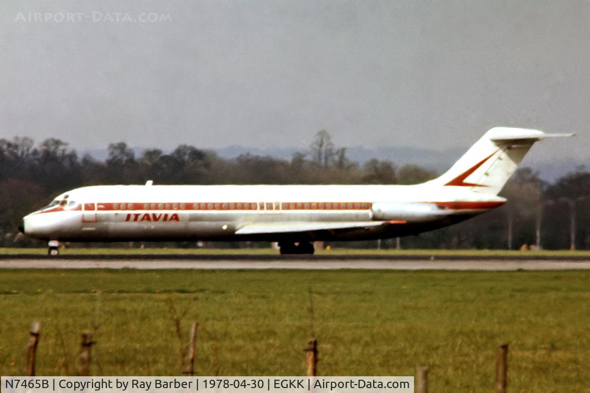 N7465B, 1970 Douglas DC-9-33F C/N 47465, McDonnell Douglas DC-9-33 [47465] (Itavia) Gatwick~G 30/04/1978. From a slide.