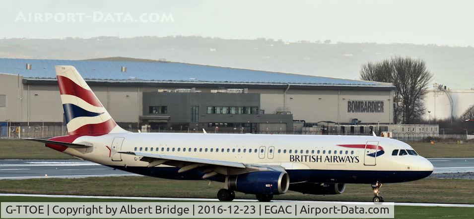 G-TTOE, 2002 Airbus A320-232 C/N 1754, British Airways Airbus A320 (G-TTOE) arriving Belfast City from Heathrow.