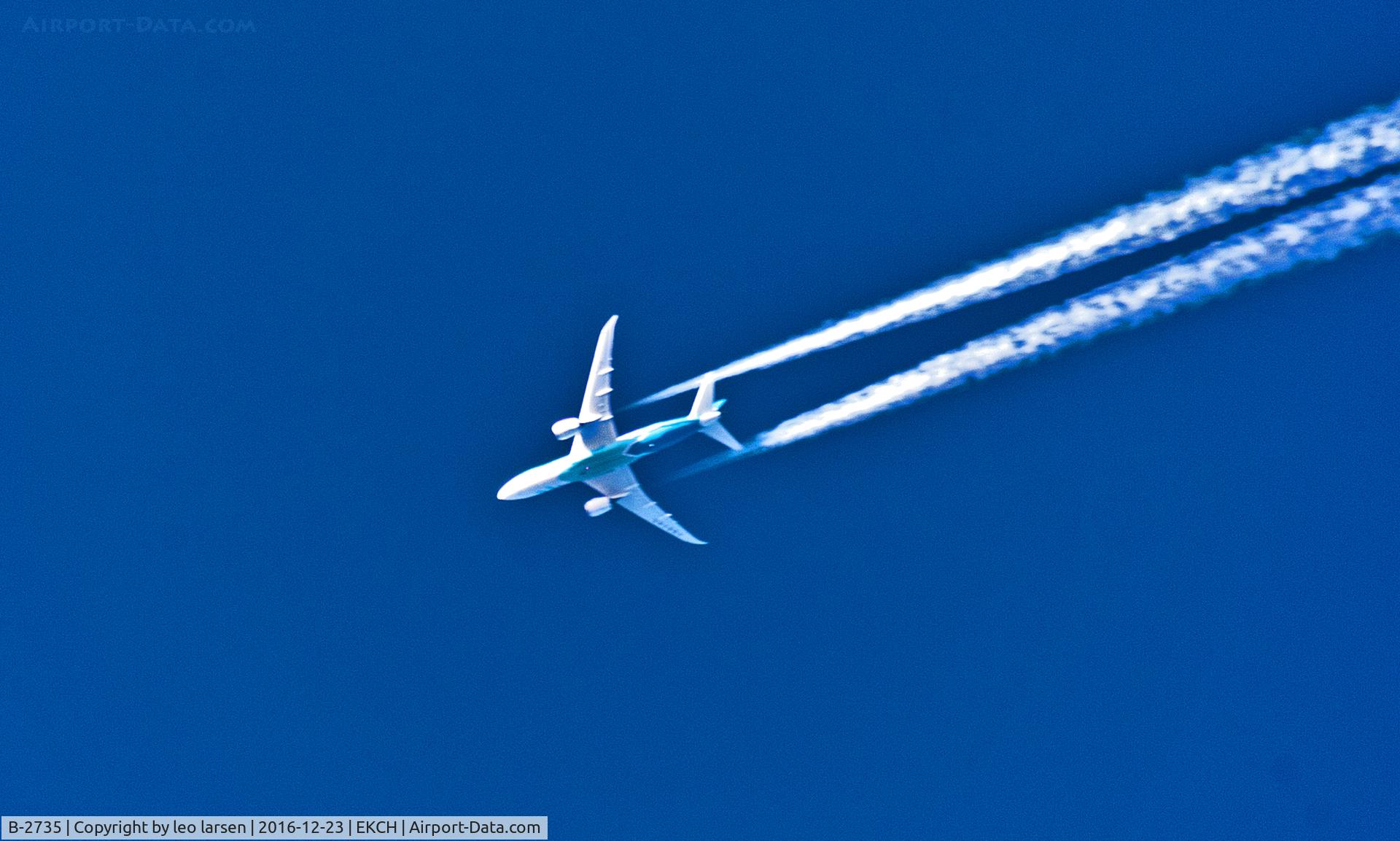 B-2735, 2013 Boeing 787-8 Dreamliner C/N 34928, Overflying CPH 38.000 FT 23.12.16