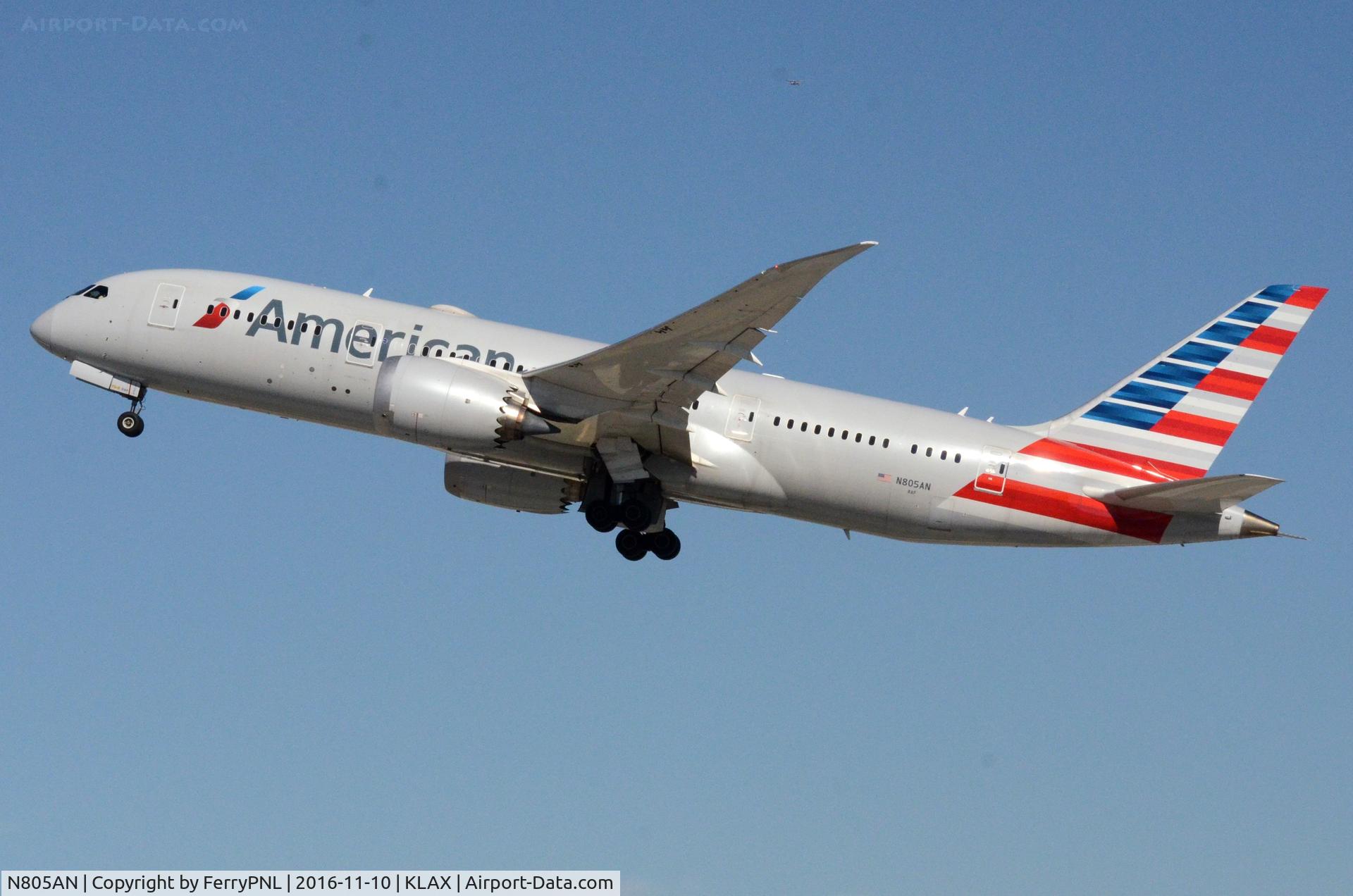N805AN, 2015 Boeing 787-8 Dreamliner C/N 40623, American B788 departing LAX
