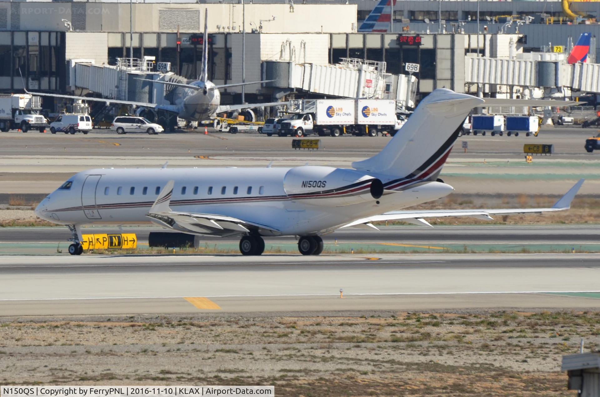 N150QS, 2014 Bombardier BD-700-1A10 Global 6000 C/N 9657, Netjets Global Express about to cross the runway.