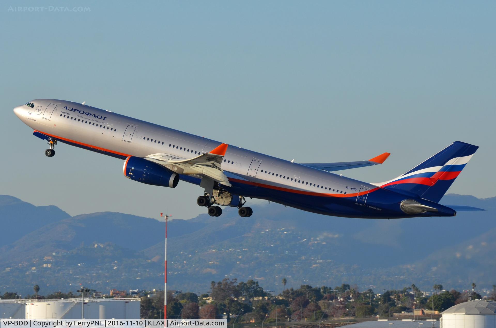 VP-BDD, 2012 Airbus A330-343X C/N 1356, Aeroflot A332 departing for Moscow.