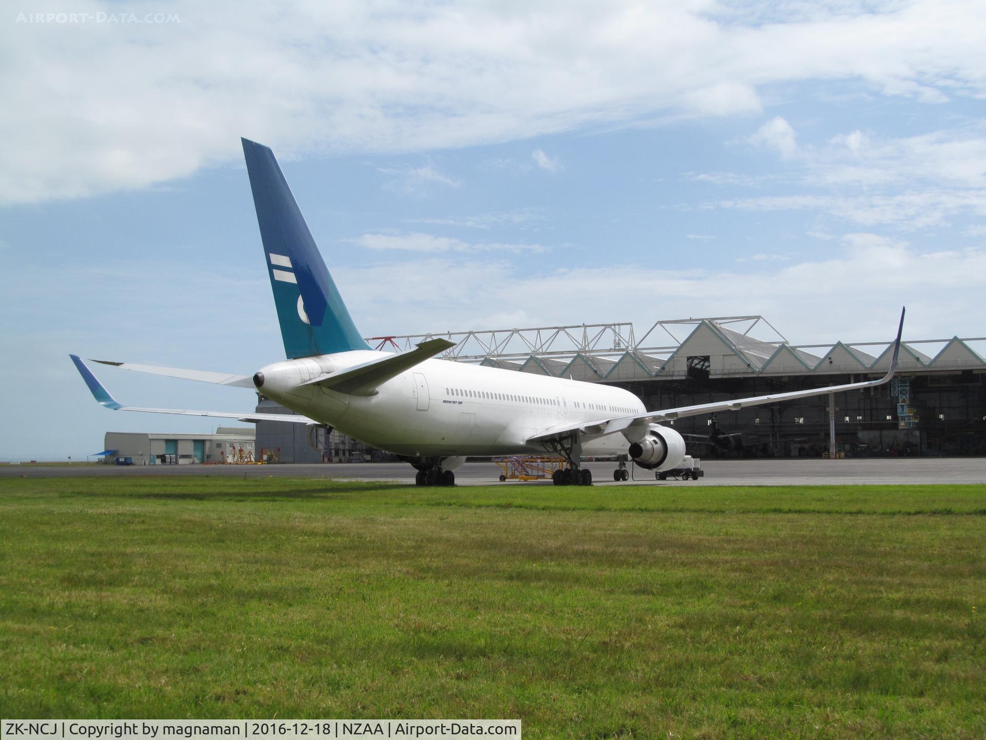 ZK-NCJ, 1995 Boeing 767-319/ER C/N 26915, out of service - viewed from DHL cargo car park