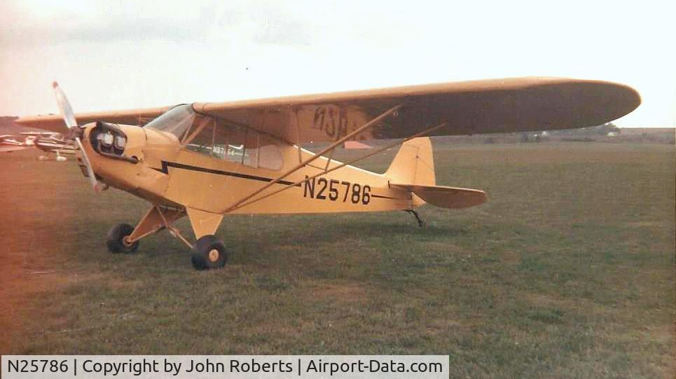 N25786, 1939 Piper J3C-65 Cub C/N 3740, Taken the day I first soloed in 1964 at East Richmond Airport, Richmond, IN.