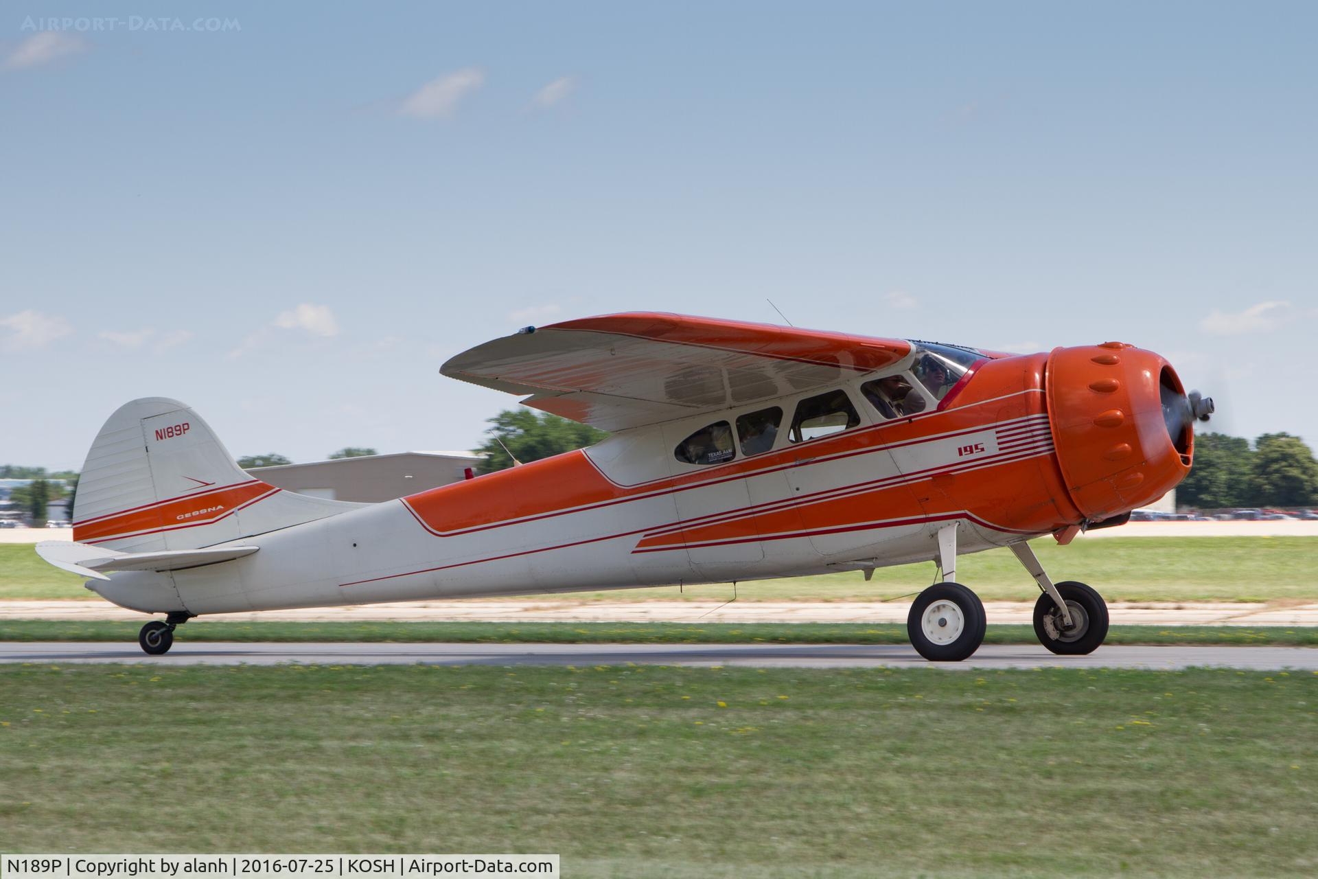 N189P, 1950 Cessna 195 C/N 7488, Taxying after arrival at AirVenture 2016
