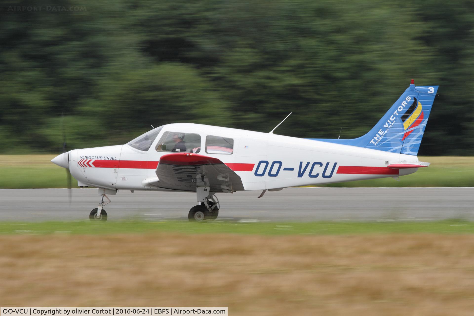 OO-VCU, 1989 Piper PA-28-161 Cadet C/N 2841245, landing at Florennes