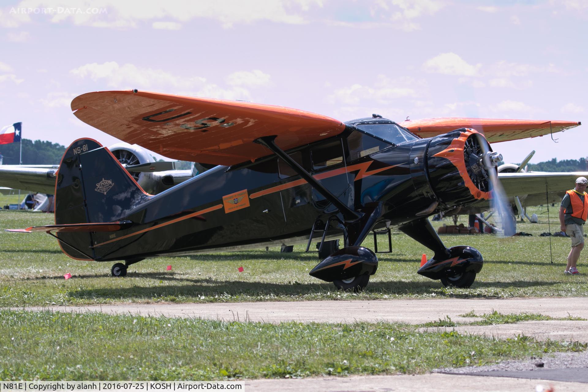 N81E, 1937 Stinson SR-8B Reliant C/N 9815, Taxying in the Vintage Park at AirVenture 2016