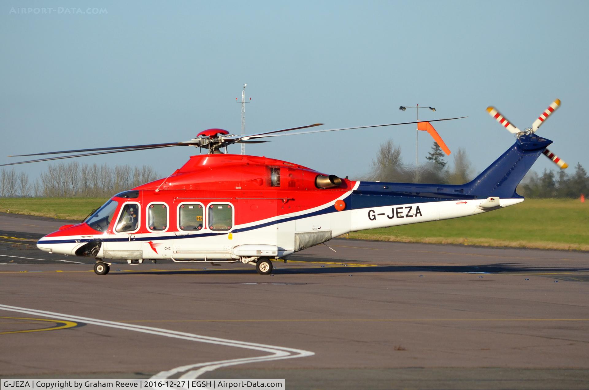 G-JEZA, 2009 AgustaWestland AW-139 C/N 31255, Just landed at Norwich.